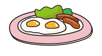 手描きイラスト　ミニ色紙　夏喫茶/ホットケーキ かわいい手描きのホットケーキイラストのイラスト素材 [75700650
