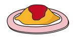 ピンクのお皿にのったオムライス