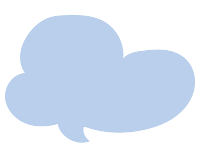 ふわふわした吹き出し（青）