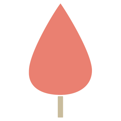 しずく型の木（赤）