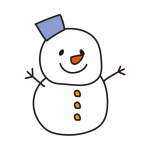 青いバケツの雪だるま