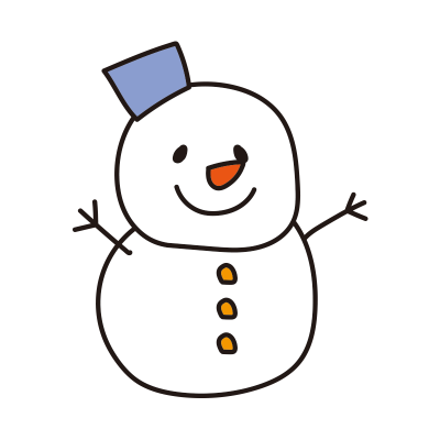 青いバケツの雪だるま