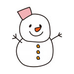 ピンクのバケツの雪だるま