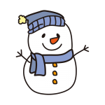 青い帽子とマフラーの雪だるま