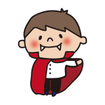 ハロウィンでドラキュラの仮装をする子供