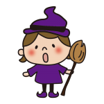 ハロウィンで魔女の仮装をした子供