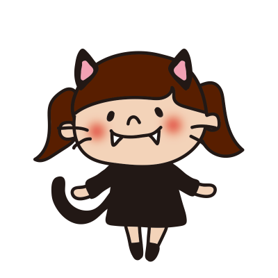 ハロウィンで黒猫の仮装をした子供