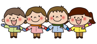 手をつなぐ冬の服装の子供たち1