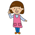 指をさす髪の短い保育士1