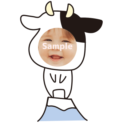 【顔はめ】富士山と牛