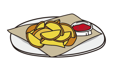 お皿にのったフライドポテト