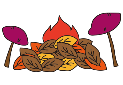 たき火で焼き芋