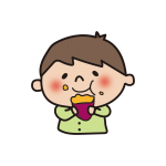 焼き芋をほおばる子供（男の子）