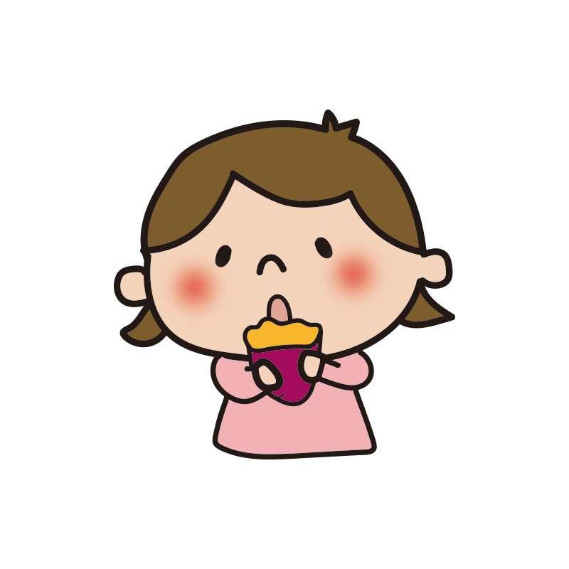 焼き芋を食べる女の子の無料 フリー イラスト かわいい手描きの無料素材 てがきっず 保育園 小学校 介護施設にぴったりのフリー素材イラスト