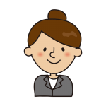 スーツのお団子の女性