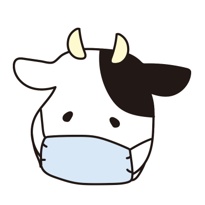 マスクをつけた牛（青）