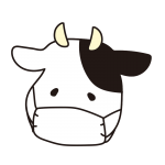 マスクをつけた牛（白）