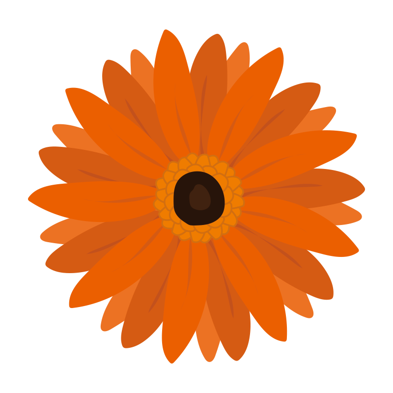 オレンジ色のガーベラの花の無料 フリー イラスト かわいい手描きの無料素材 てがきっず 保育園 小学校 介護施設にぴったりのフリー素材イラスト
