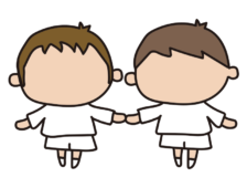 男の子と男の子（表情と洋服の塗り絵）