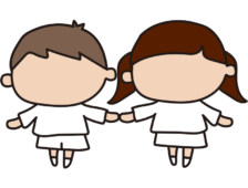 男の子と女の子2（表情と服装の塗り絵）