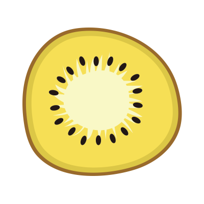 輪切りの皮つきの黄色いキウイ