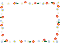 赤と青と白の花の枠