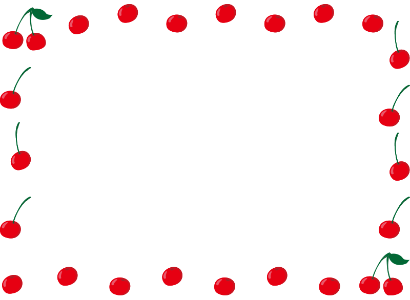 さくらんぼの囲み枠の無料 フリー イラスト かわいい手描きの無料素材 てがきっず 保育園 小学校 介護施設にぴったりのフリー素材イラスト