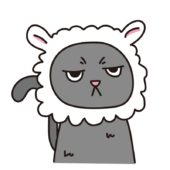 羊のかぶりもので不機嫌な猫（グレー）