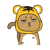 トラのかぶりもので不機嫌な猫（茶）