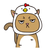 鳥のかぶりもので不機嫌な猫（茶）