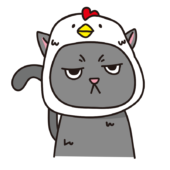 鳥のかぶりもので不機嫌な猫（グレー）