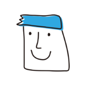 四角い顔の男性（青）