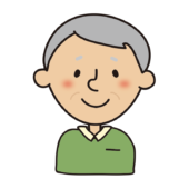 襟付きの洋服を着ている年配の男性