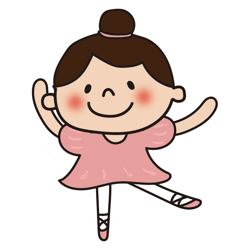 ピンクのドレスでバレエを踊っている女の子1の無料 フリー イラスト てがきっず 可愛い手描きイラスト 保育園 小学校 Pta向けのフリー素材