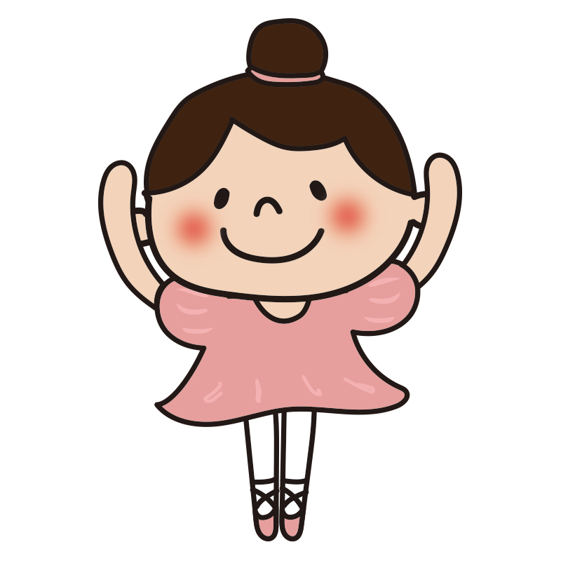 ピンクのドレスでバレエを踊っている女の子3の無料 フリー イラスト てがきっず 可愛い手描きイラスト 保育園 小学校 Pta向けのフリー素材