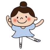 青いドレスでバレエを踊っている子供（女の子1）