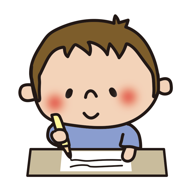 机で勉強する男の子の無料 フリー イラスト かわいい手描きの無料素材 てがきっず 保育園 小学校 介護施設にぴったりのフリー素材イラスト