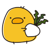 カブを持ったまんまるひよこ