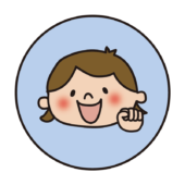 青い丸の中に女の子1（グー）