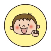 黄色い丸の中に男の子1（グー）