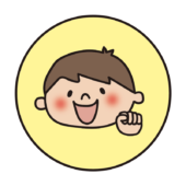 黄色い丸の中に男の子2（グー）