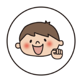 白い丸の中に男の子2（グー）