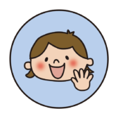 青い丸の中に女の子1（パー）