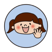 青い丸の中に女の子2（パー）