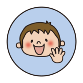 青い丸の中に男の子1（パー）