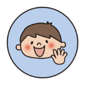 青い丸の中に男の子2（パー）