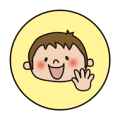 黄色い丸の中に男の子1（パー）