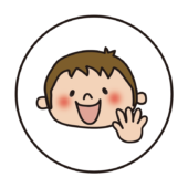 白い丸の中に男の子1（パー）