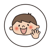 白い丸の中に男の子2（パー）