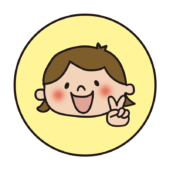 黄色い丸の中に女の子1（チョキ）